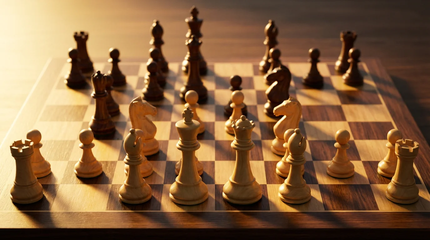 Schachfiguren auf Brett symbolisieren strategische Planung